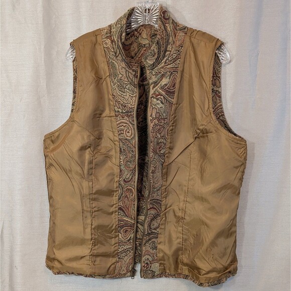 Vintage Tapestry Vest Brown Floral Paisley White Stag - Tagless /See Photos - XL - Picture 13 of 16